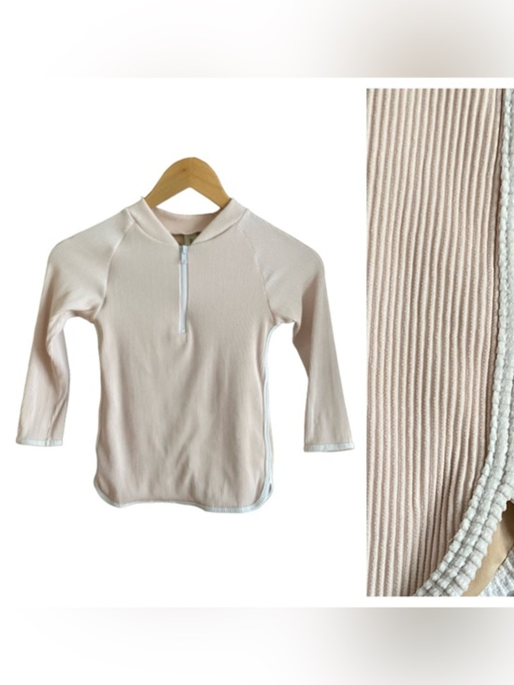 Zulu & Zephyr Light Pink Ribbed Long Sleeve Rashie Rashguard 8